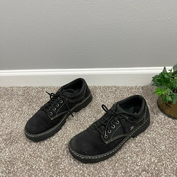 90’s Vintage Skechers Womens Chunky Platform Black Leather Y2K Shoes Size 9 - Picture 2 of 9